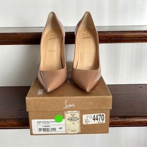 Christian Louboutin - Décolleté 554 100mm Nude Patent. Size 41/11B. AUTHENTIC.